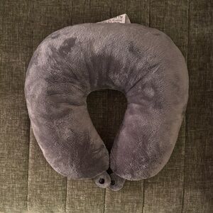 Gray Plush Travel Neck Pillow